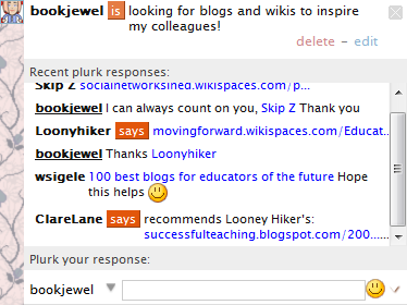 Using Plurk to find quality blogs and wikis